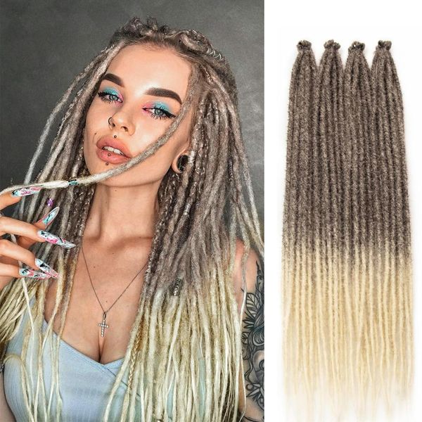 Dreadlocks Extension 24 Inch Ombre Blonde 10 Strands Hippie Single Ended Dreads Synthetic Thin Dreadlock for Woman Handmade Soft Dreads Hair Extensions (33/613, SE 10 Strands)