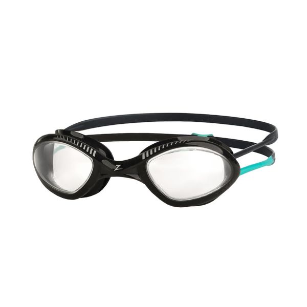 Zoggs Unisex-Adult Tiger Blue Swimming Goggles, Black/Turquoise/Clear