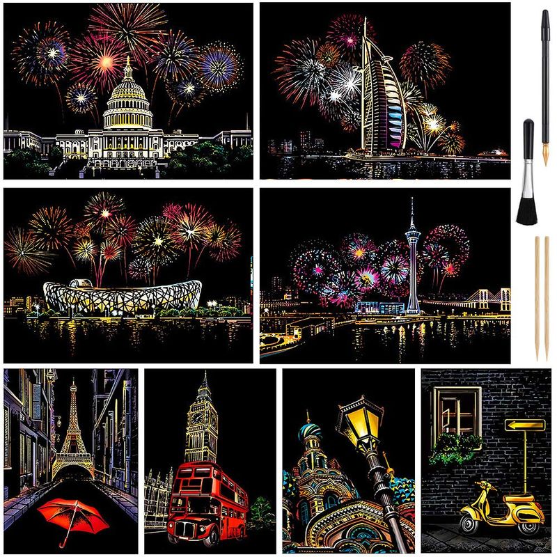 Scratch Art for Kids & Adult, Rainbow Engraving Painting Landscape ...