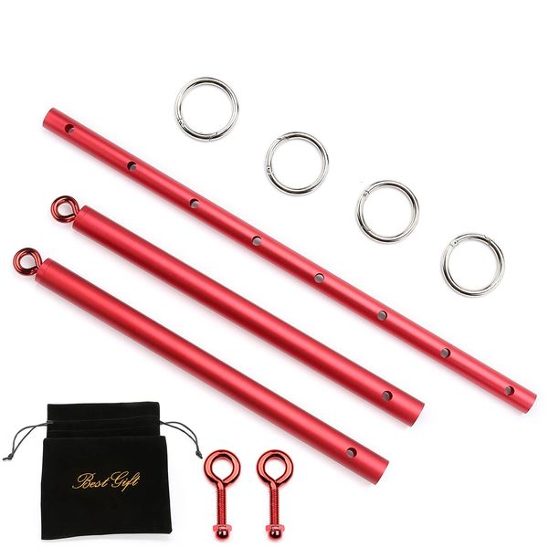 EXREIZST Adjustable Expandable Red Spreader Bar Sports Aid Training System Set (Red)