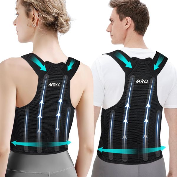 Rückenstützgürtel Rücken Geradehalter Haltungskorrektur Damen: Verstellbare Haltung Korrektur Gurt für herren - Atmungsaktive Back Posture Corrector - Verstellbare Gerade Haltungstrainer Schwarz L