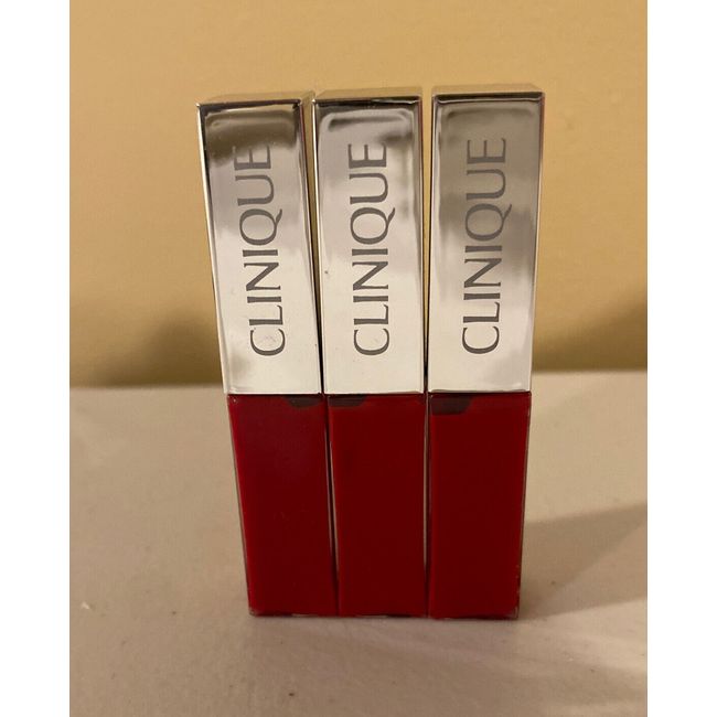 CLINIQUE 3X Lip Gloss Jolly Pops Lacquer Lip Color+Primer 02 Lava Pop .12oz