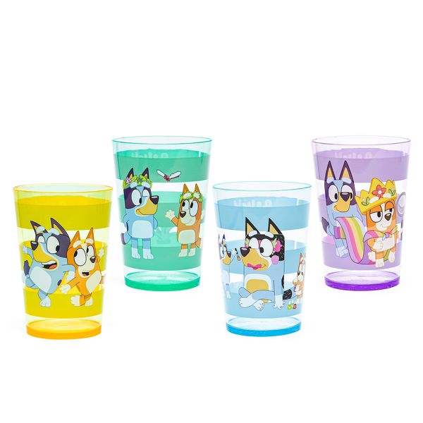 Zak Designs Bluey Nesting Tumbler Set Includes Durable Plastic Cups with Variety Artwork, Fun Drinkware is Perfect for Kids (14.5 oz, 4-Pack, Non-BPA)