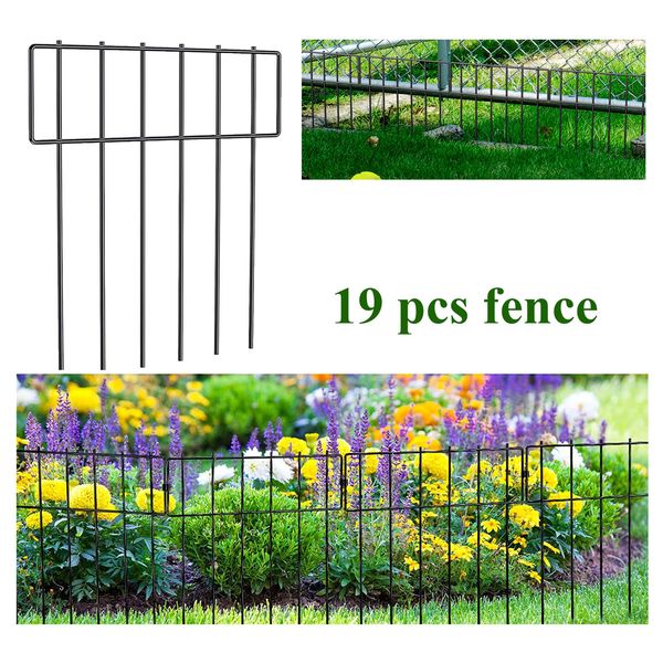 19Pcs 17"x13" Garden Border Barriers Pet Fence Panels Yard Lawn Flower Veg Fence