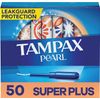 Tampax Pearl Tampons Super Plus Absorbency, with Leakguard Braid, Unscented, 50 Count