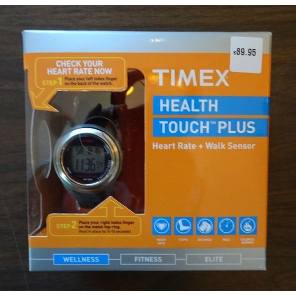New TIMEX Health Touch Plus Heart Rate + Walk Sensor - Black/Silver