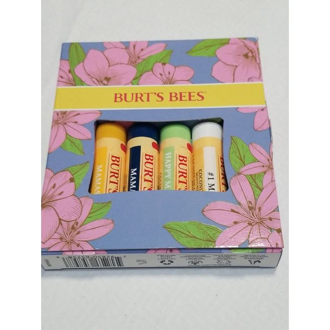 Burt’s Bees 4 Lip Balm Beeswax,Vanilla Bean,Cucumber Mint,Coconut &Pear Gift Set