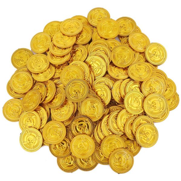 Rubonarie Gold Coins, 100 Count Antique Funny Goods Coin Casino Treasure Chest Gold Money Toy Old Money Pirate (100 Gold Coins)