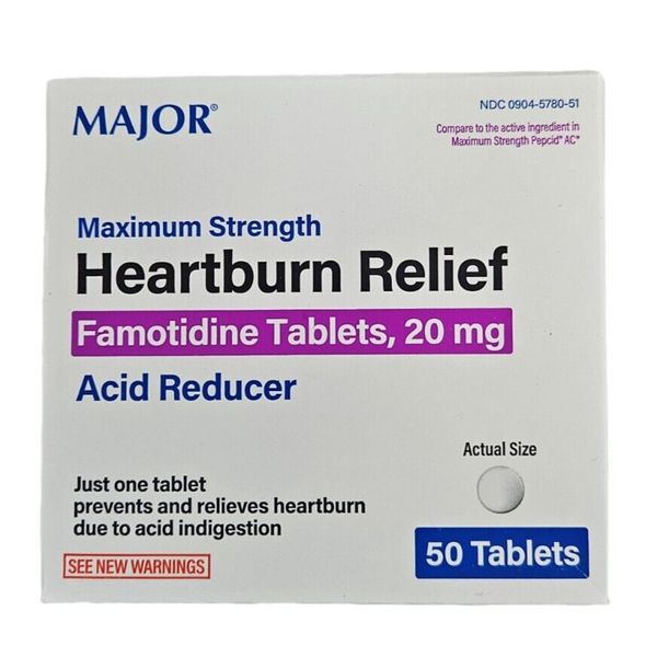 Major Heartburn Relief ACID REDUCER Tablets 50ct __