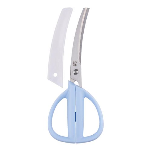 Kai Corporation KAI KITCHEN FG5207 Curved Kitchen Scissors, For Kids, Storage, Easy To Carry, With Cap, Dishwasher Safe, Little Chef Club, Blue