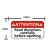 Read Directions Carefully Before Opening Stickers,2x1 Inch Package Warning Sign Labels
