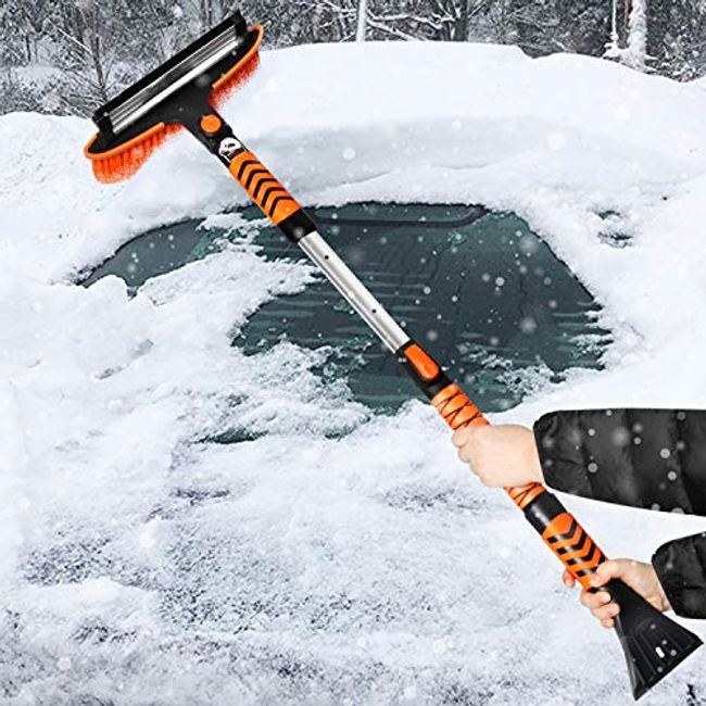 39in Extendable Car Snow Brush With Squeegee And Extendable Snow