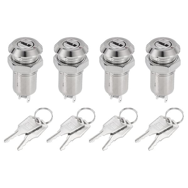 uxcell 4Pcs Electric 2 Positions on Off Metal Key Lock Switch W Keys
