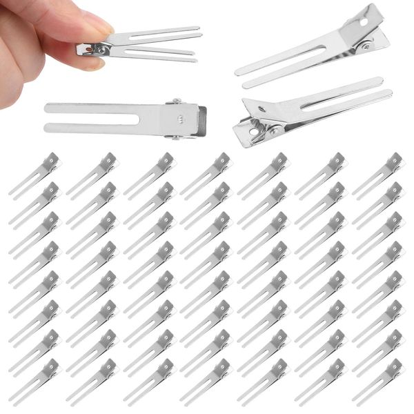 DELITLS 60 Stück Haarspangen Entebill Hair Clips, 1,8 Zoll Haarklammern Friseurbedarf Abteilklammern Friseur Haarklammer Combi Haar Klammer Spangen für Damen Mädchen Haar Styling(Silber)