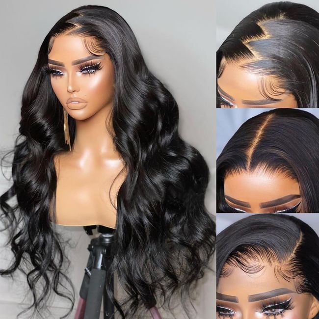 Luxangeles Body Wave Lace Front Wigs Human Hair Pre Plucked with Baby Hair, 180% Density 13x4 HD Lace Frontal Wear and Go Glueless Human Hair Wig for Black Women