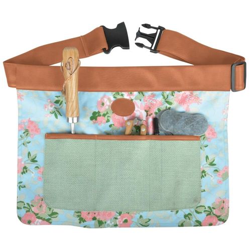 Floral Outdoor Gardening Tool Belt Adjustable Durable 4 Pockets Waist Apron (46cm x 35cm)