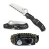 Spyderco Rescue 3 Lightweight Folding Knife with Multi Tool Paracord Bracelet