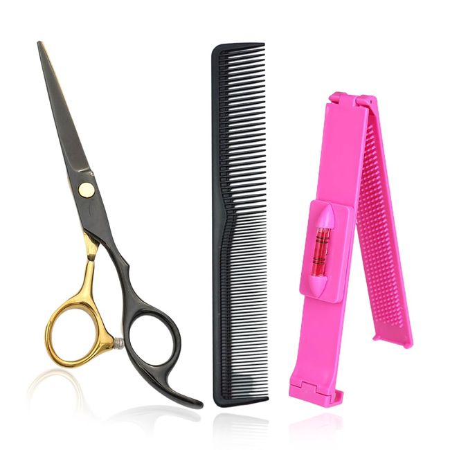 KQNM 3 PCS friseurschere haarschere spliss trimmer frisör schere scissors haarscherer friseurschere profi frisurenkopf haarschere friseurschere friseurschere set Kamm Artefakt zum Schneiden von Pony