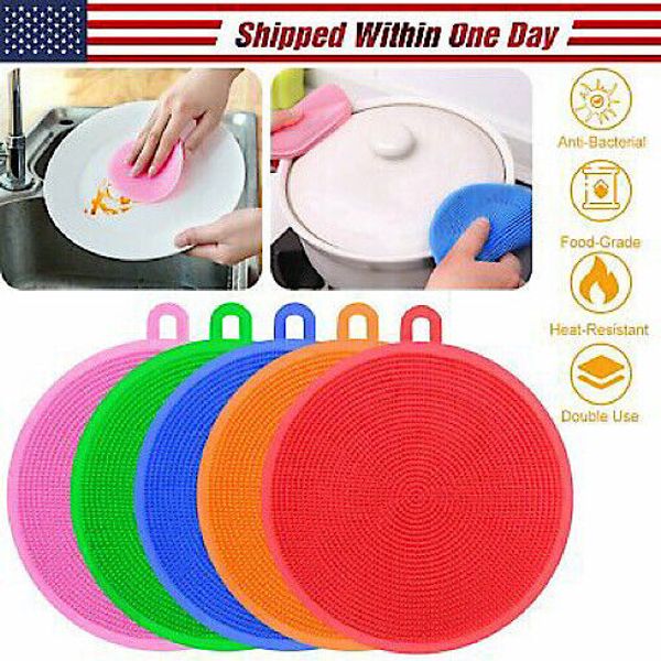 Wholesale Multi-function Silicone Scrubber Sponge Brush Dish Washing-Lot 14pcs