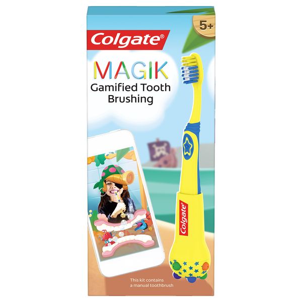 Colgate Magik Smart Toothbrush for Kids, Kids Toothbrush Timer with Fun Brushing Games Yellow 1 Count