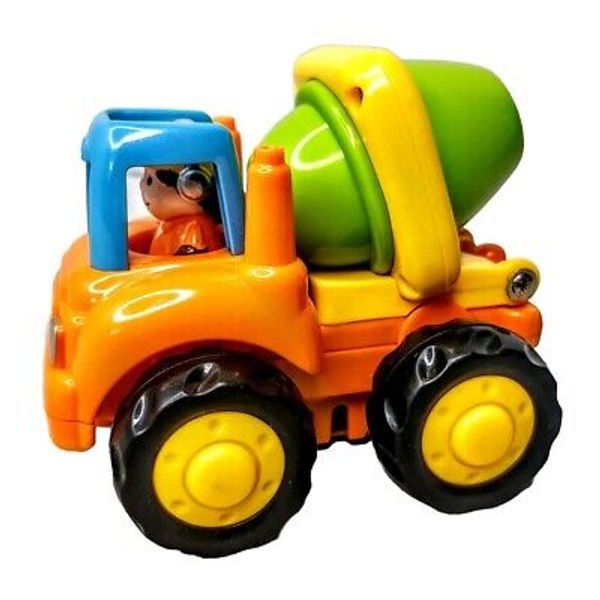 Push and Go Construction Friction Powered Miniature Orange Toy Car Cement Mixer