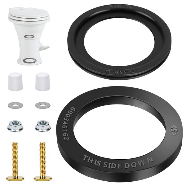 RV Toilet Seal, Replace 385311652 RV Toilet Seal Kit and 385311658 RV Toilet Flush Seal, Compatible with Dometic 300/310/320 Toilet, RV Toilet Gasket for 300/310/320 Series RV Toilet Flange Seal