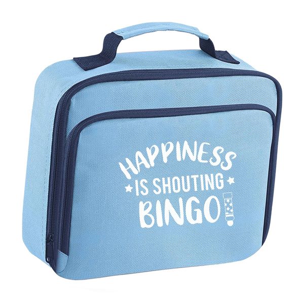 Flox Creative Blue Lunch Cooler Bag Happiness is Shouting Bingo