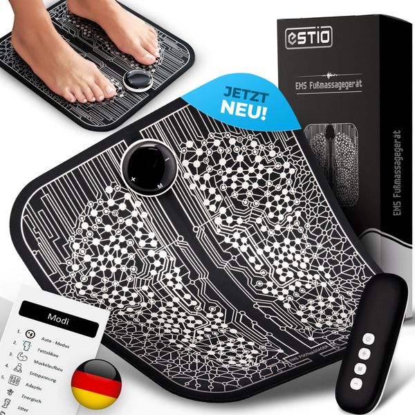 estio® EMS Foot Massager with Remote Control, Portable Foot Massager with 39 Levels & 10 Modes, Electric Foot Massager for Better Blood Circulation