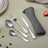 Evanda Portable Utensils, Travel Camping Cutlery Set, Stainless Steel Flatware Set Travel Silverware Dinnerware Set Fork Spoon Knife with a Portable Case (Silver)