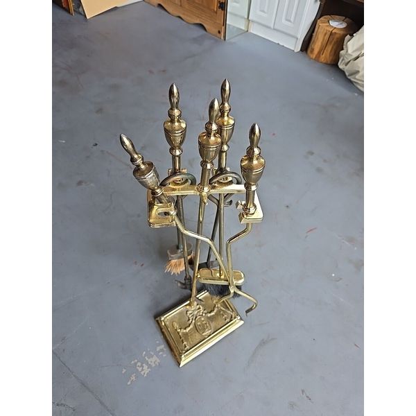 BRASS Fireplace Poker Set Vintage