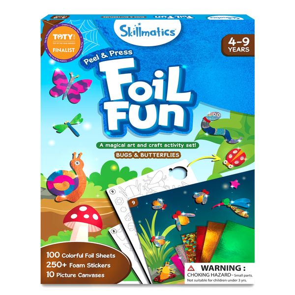 Skillmatics Art & Craft Activity - Foil Fun Bugs & Butterflies, No Mess Art for Kids, Craft Kits & Supplies, DIY Creative Activity, Easter Gifts for Boys & Girls Ages 4, 5, 6, 7, 8, 9, Travel Toys