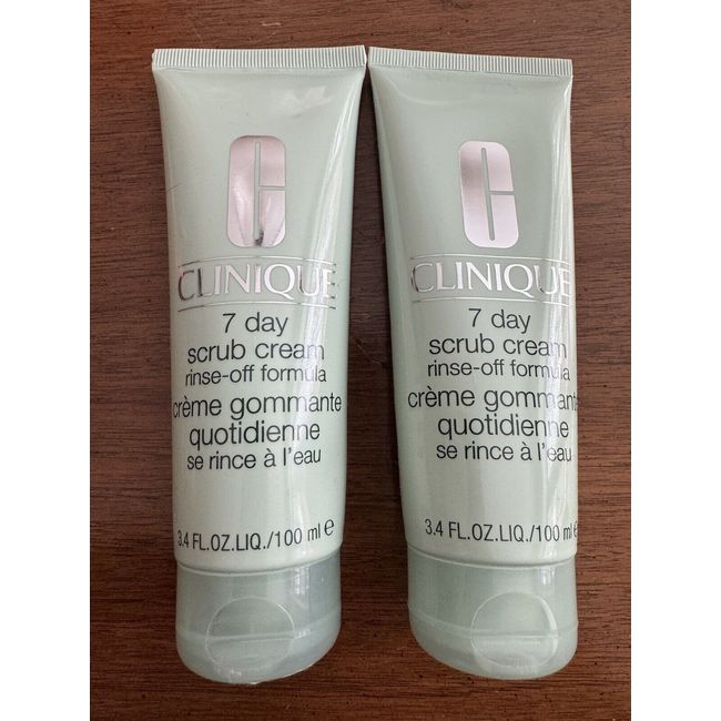 Lot Of 2 Clinique 7 Day Scrub Cream Rinse-Off Formula 3.4 Fl Oz Each NEW