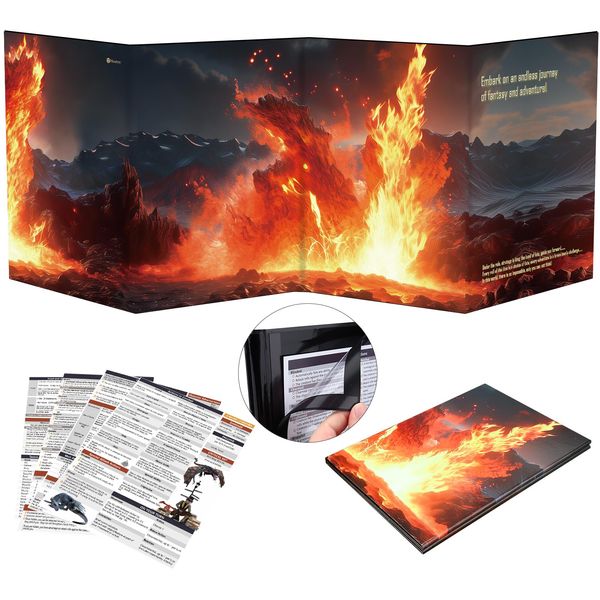 Haxtec DND DM Screen, Dungeons and Dragons Master Screen, Four-Panel with Magnetic Pockets DM Screen for Board Games Masters, TTRPG Accessories D&D Gifts for DM Dungeons Masters