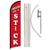 Cheese On A Stick Red White Windless Banner Flag & Flag Pole Kit & Ground Spike