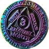 3 Month AA Medallion Reflex Rainbow Plated 90 Day Sobriety Chip