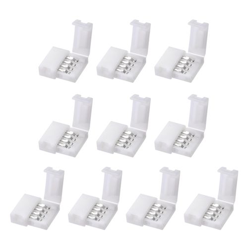 Hustery 5050 3528 RGB LED Light Strip Connectors 4-Pin 10mm Wide Solderless Strip to Strip Jumper Extension Wire Angle Connector Compatible with Kitchen Cabinet Bedroom DIY LED Strip Project Lighting