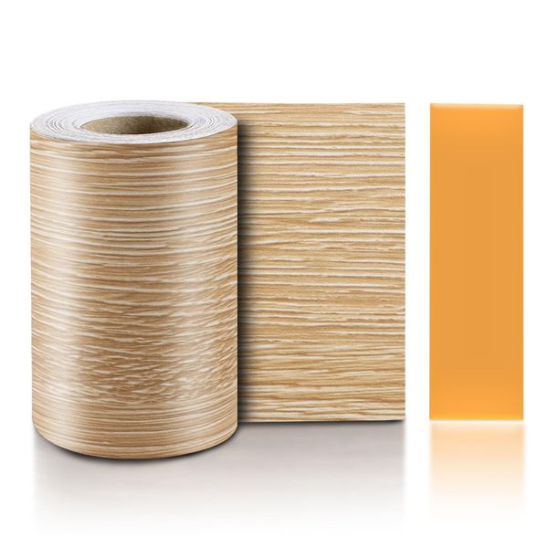 TECDW Wood Tape, 3.9In x 33Ft Self-Adhesive Wood Effect Tape, Woodgrain Edging Tape, Waterproof Wood Grain Repair Tape for Doors, Windows, Wall, Tables, Floors, DIY, Arts & Crafts (Coffee Oak)