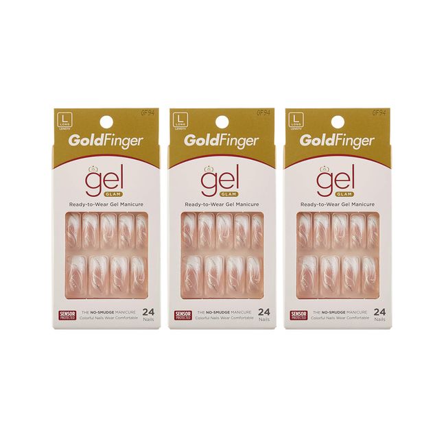 Gold Finger Gel Glam Design Nails (3 PACK)