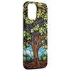 Hülle für iPhone 15 Plus Schwarzer Walnussbaum Natur Buntglas