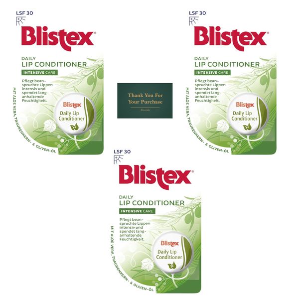 Blistex Daily Lip Conditioner, With Lip SPF 15, For Lip care, 7ml (Pack Of 3), Blistex Lip Relief cream With Aloe Vera, With Treseida Thank You For Your Purchase Card