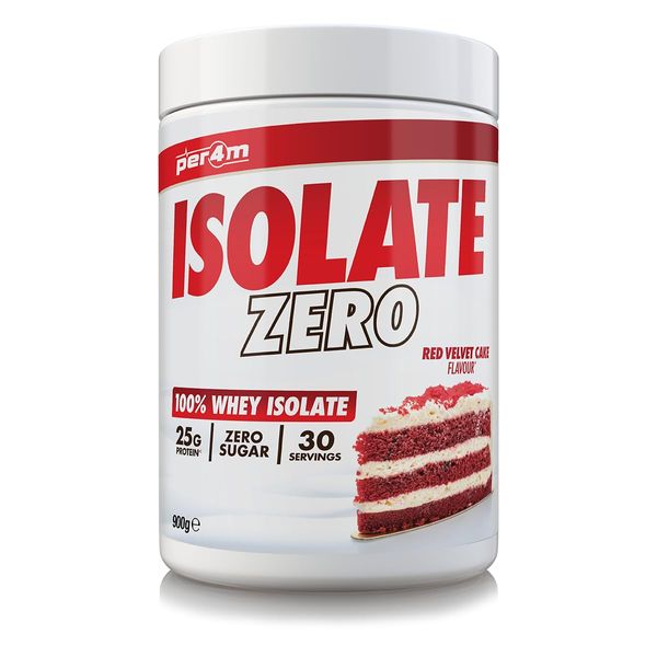 Per4m Isolate Zero | 30 Servings of High Protein Isolate Shake with Amino Acids | for Optimal Nutrition When Training | Zero Sugar Gym Supplements (Red Velvet Cake, 900g)