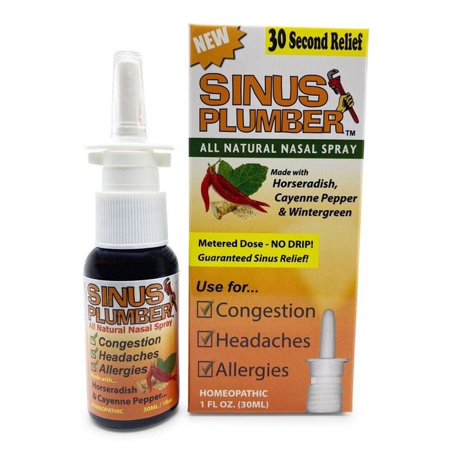 Sinus Plumber Natural Hot Pepper Nasal Spray Allergy - Sinus - Headache - 1 floz