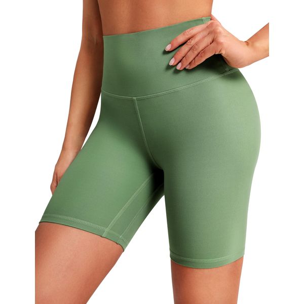 BAYDI Clouduxi Women's Yoga Shorts 6" High Waisted Cycling Shorts Buttery Soft Gym Workout Fitness Shorts Mineral Green