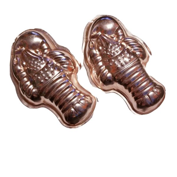 Vintage Copper Lobster Cake Pan Jello Mold Wall Kitchen Art 2Pc Set! NEW!