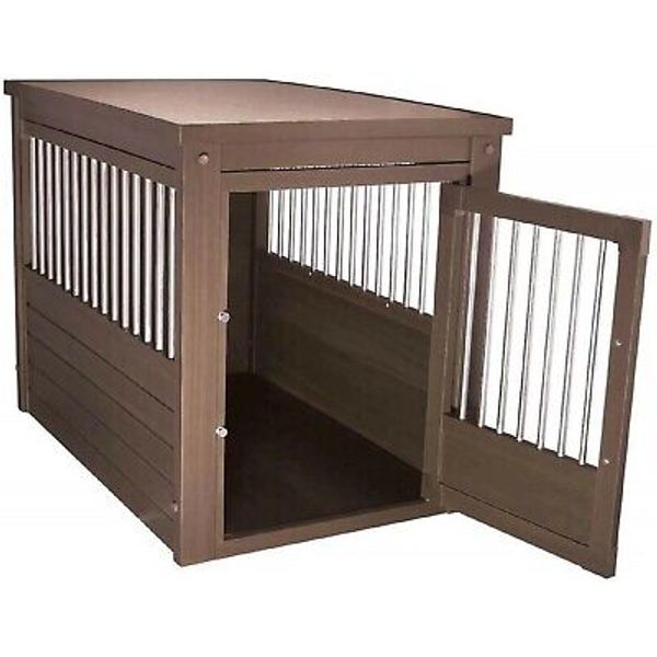 Dog Crate End Table Brown Medium Size Bedroom Night Stand Furniture Pet Kennel