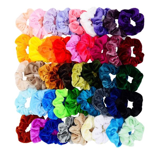 Chloven 45 Pcs Hair Scrunchies Velvet Elastics Hair Bands Scrunchy Hair Ties Ropes Scrunchie for Women Girls Hair Accessories - Great Gift for Holiday Seasons