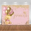 Mocsicka Princess Baby Shower Backdrop 7x5ft Pink Royal Bear Theme