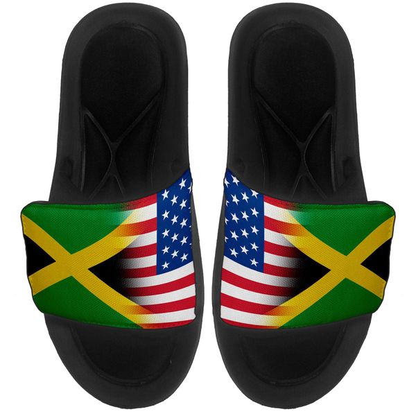 Cushioned Slide-On Sandals/Slides for Men, Women and Youth - Flag of Jamaica (Jamaican) - Jamaica Flag - Large