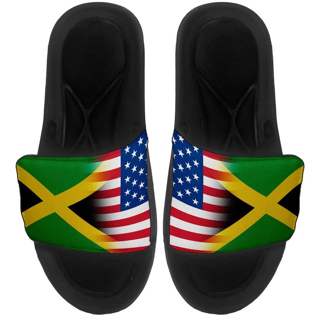 Cushioned Slide-On Sandals/Slides for Men, Women and Youth - Flag of Jamaica (Jamaican) - Jamaica Flag - Large