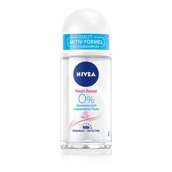 NIVEA Fresh Flower Roll-On Deodorant (50 ml), Deodorant without Aluminium (ACH) with 48-Hour Protection and Gentle Care, Deodorant with Unique Infinifresh Formula and Fresh Floral Fragrance